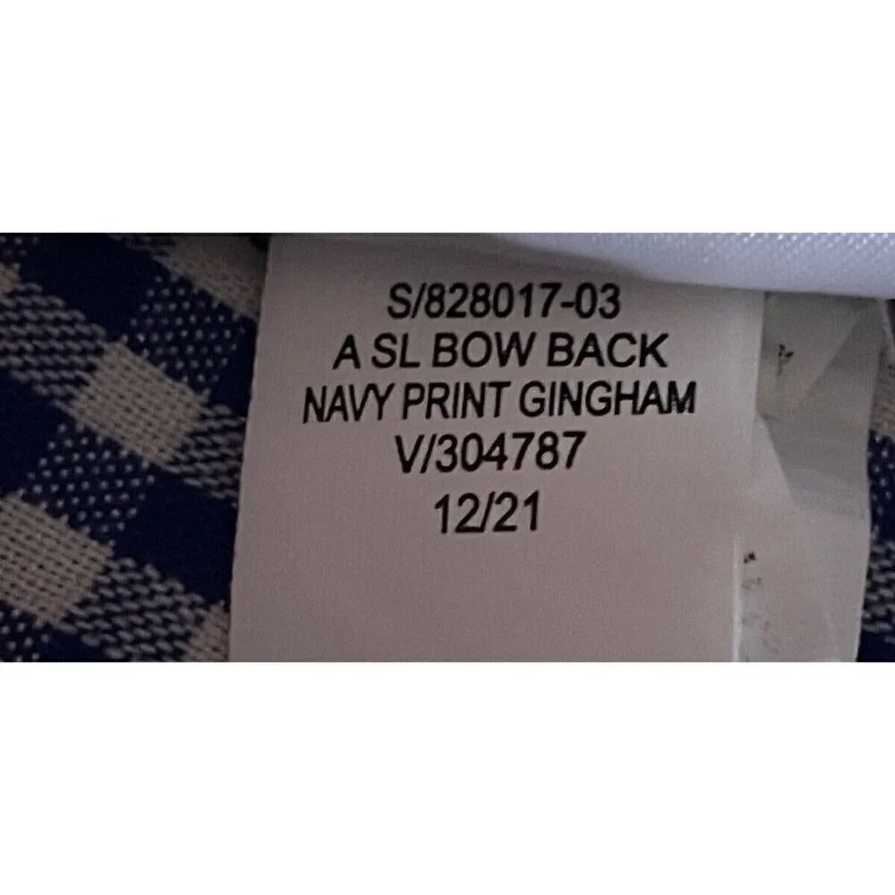 Old Navy Girl Cami Top Size XS 5 Navy Gingham SL Bow Back Adjustable Straps
